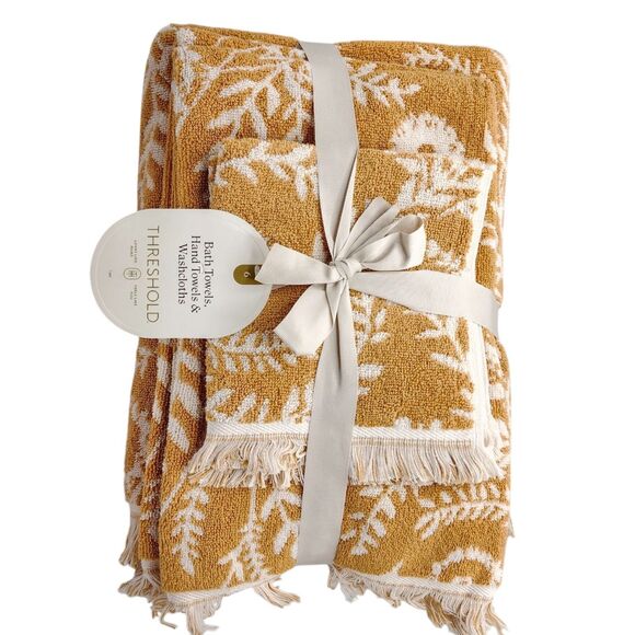 Threshold 6pc Butterscotch Yellow Cotton Towel Set 2 Bath 2‎ Hand 2Tip - Picture 9 of 9